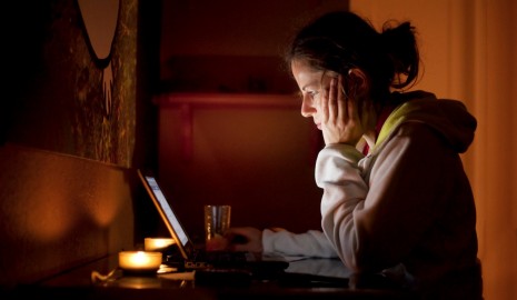 Woman Waisting Time on Facebook